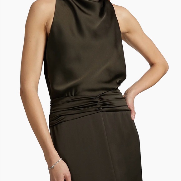 Ramy Brook Charmayne Maxi Gown; Olive-Green Evening Gown with Front Slit - Picture 2 of 15